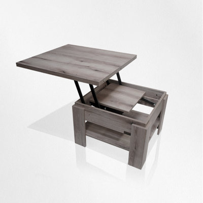 Table basse à plateau relevable pour 8 à 10 personnes, finition stratifiée