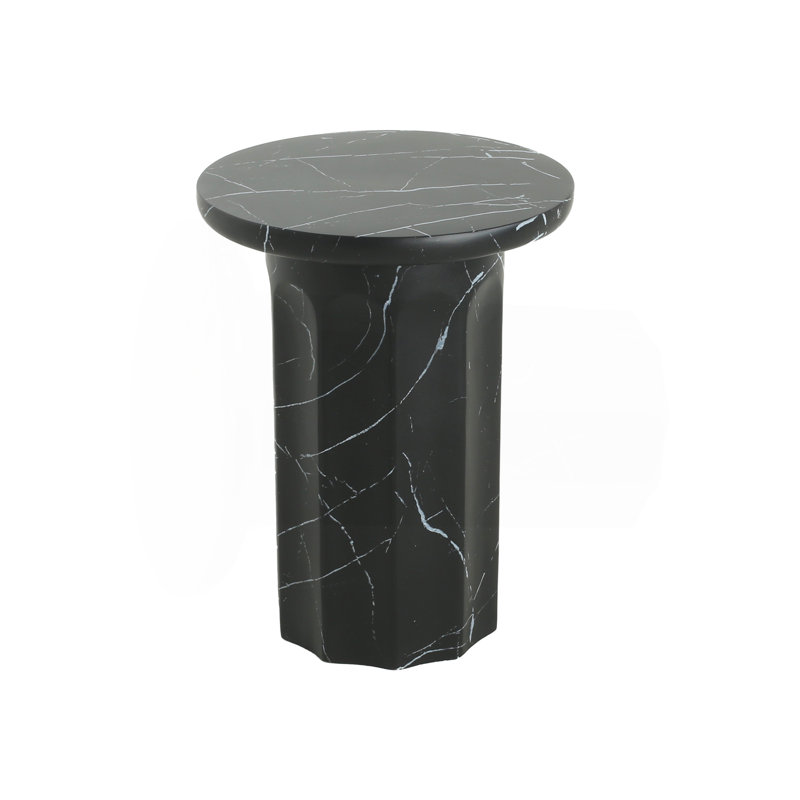 Table de bout d'extérieur en marbre noir effet béton léger, table de bout Mgo de salon