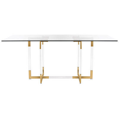 Wescott Rectangular Glass Top with Plastic / Acrylic and Stainless Steel Base Dining Table