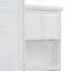 Lit escamotable avec plusieurs tablettes de rangement et décoration à persiennes-923648870