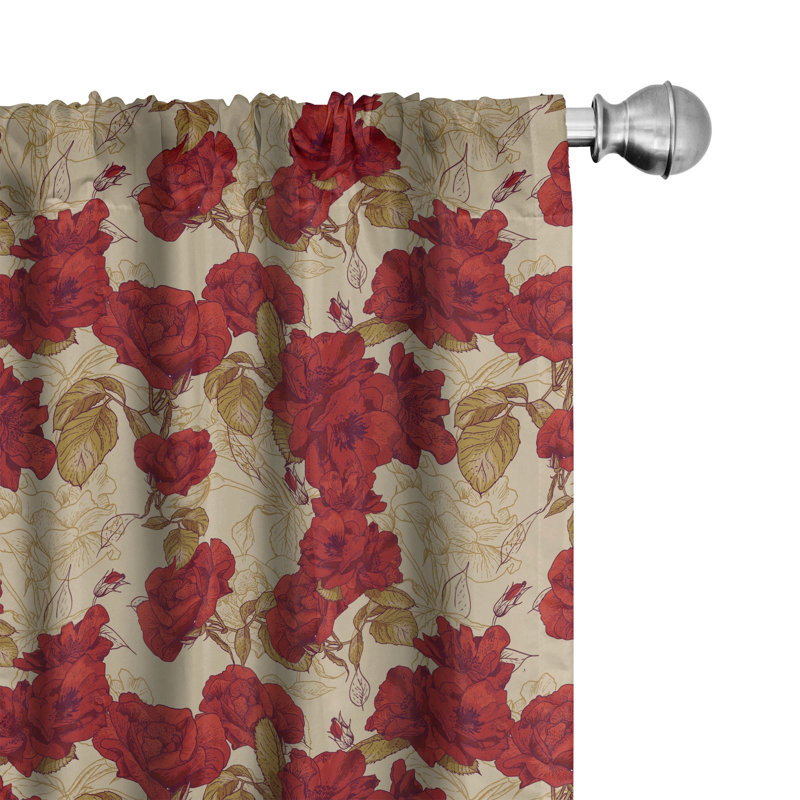Floral Semi-Sheer Rod Pocket Curtain Panels, 28" x 84"