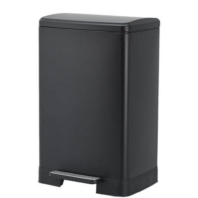 60L Trash Can, Stainless Steel Kitchen Trash Can with Foot Pedal, Soft-Close Silent Lid, Removable Inner Bucket, Space-Saving Garbage Bin for Home, Office, Bathroom