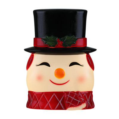 Retro 12 in. Blow Mold Lit Tree Topper - Snowman