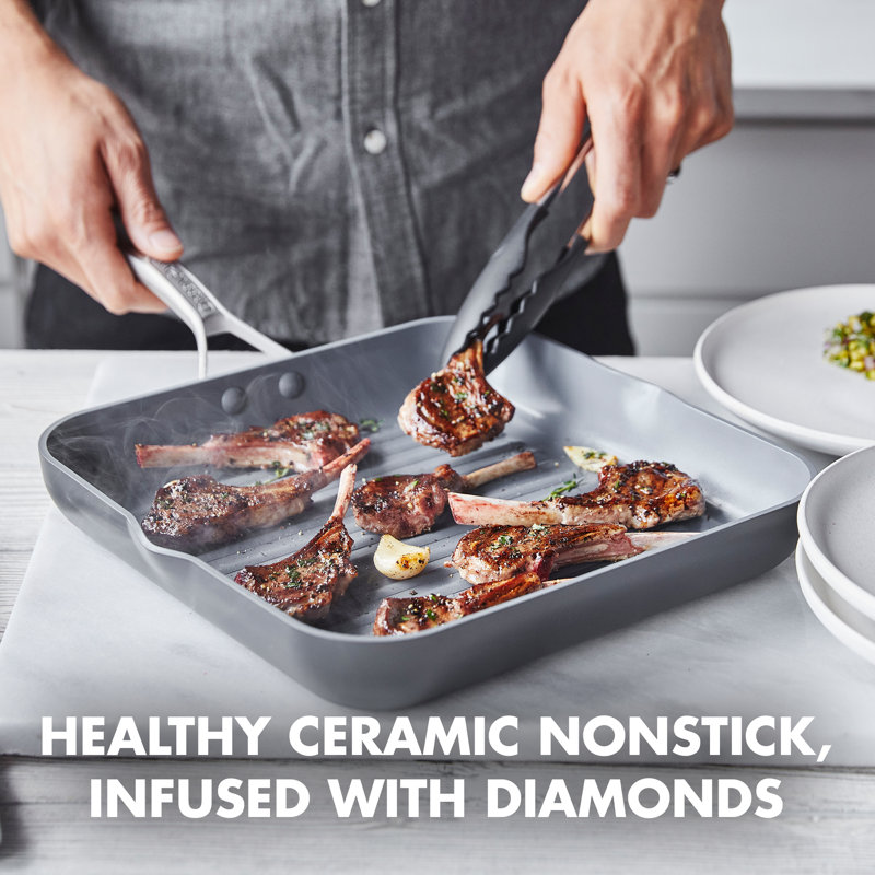 GreenPan Paris Pro Square Nonstick Ceramic Grill Pan - Thumbnail 4