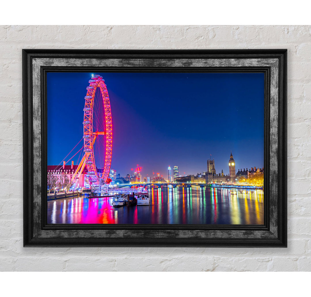 London Eye Regenbogen Themse bei Nacht - Druck