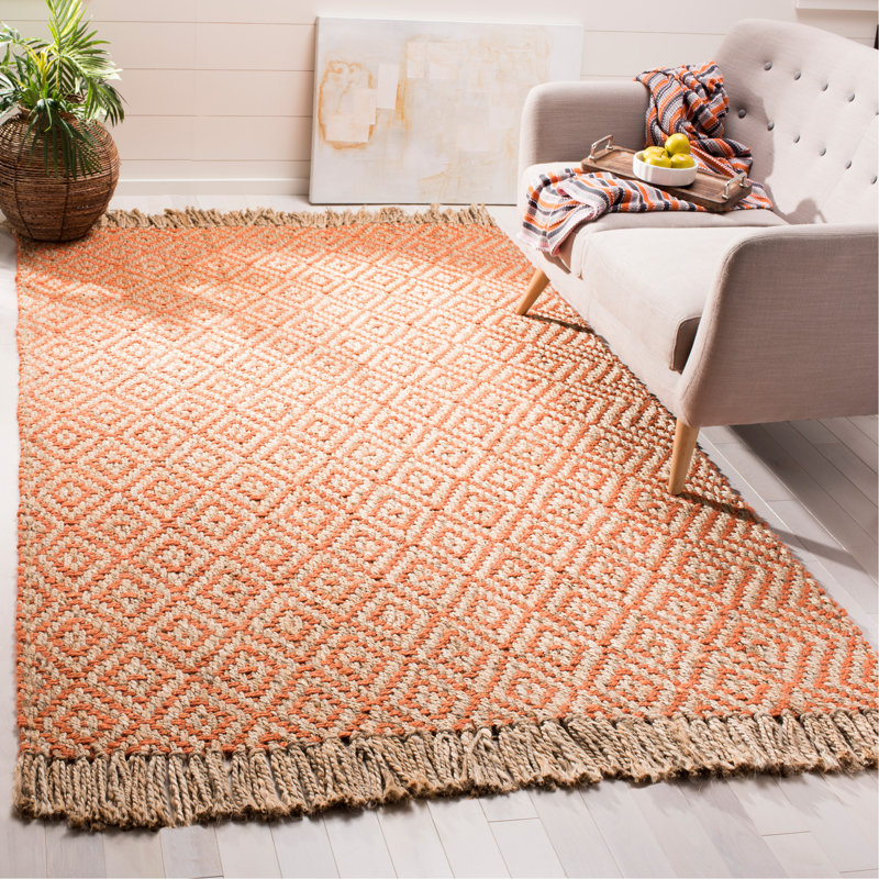 Desai Natural Fiber Hand Woven Jute Geometric Rug, Rectangle 6' x 9'