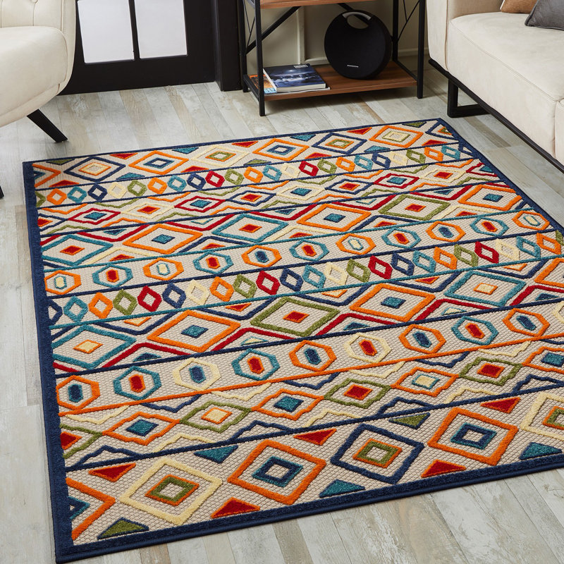 Tapis intérieur / extérieur 3 pi x 5 pi multi aztèque