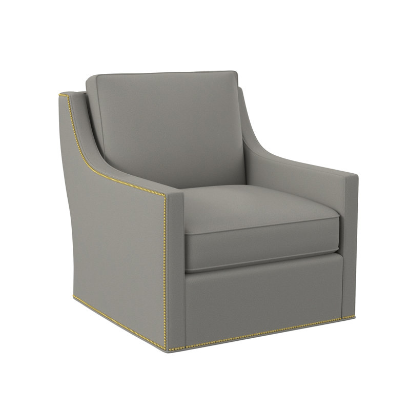 Sonoma Upholstered Swivel Armchair, Polished Brass Small, Fizz Ivory 100% Polyester