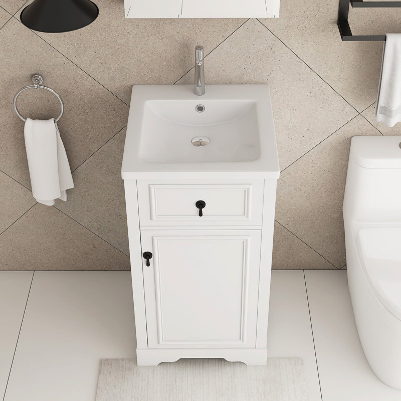 20 In. Bathroom Vanity With Ceramic Sink, White