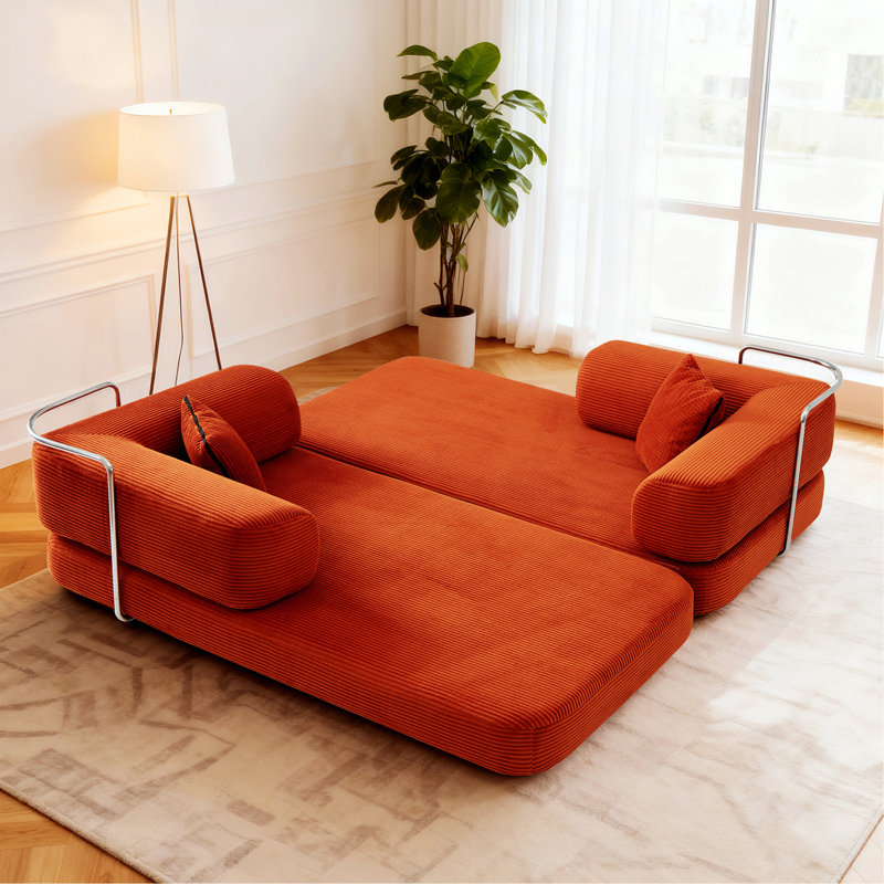 Canapé-lit, canapé-lit convertible avec coussin, Rouge