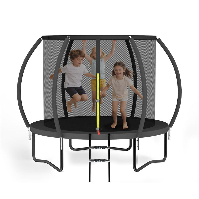 YumHome Pumpkin Trampoline 8FT, ASTM Certified Outdoor Backyard Bouncer with Safety Enclosure Net & Ladder, 330LBS Weight Capacity, Sturdy Rust-Resistant Steel Frame, Designed for Family Fun, Easy Assembly