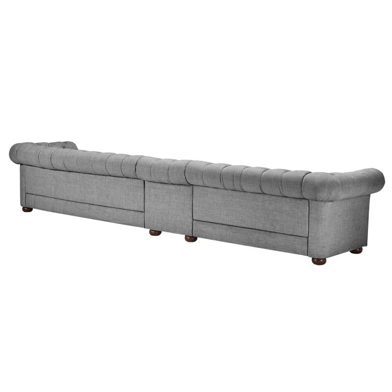 Huskins Velvet Sofa, Gray, 29" H x 164.8" W x 37.8" D, 6