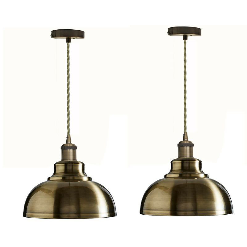 Light Green Brass Dome Pendant – Industrial Modern Ceiling Light Fixture for Kitchen & Dining