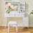 Modern Makeup Vanity Desk With LED Lights & Mirror, 4 Drawer Dressing Table Set With Stool, 3 Colors Dimmable Brightness, Space-Saving For Bedroom-145878726
