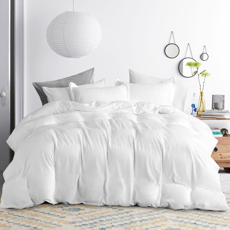 3 Pieces Comforter Cover Set, Flannel Duvet Cover Set With Zippered - NTBAY, King, White