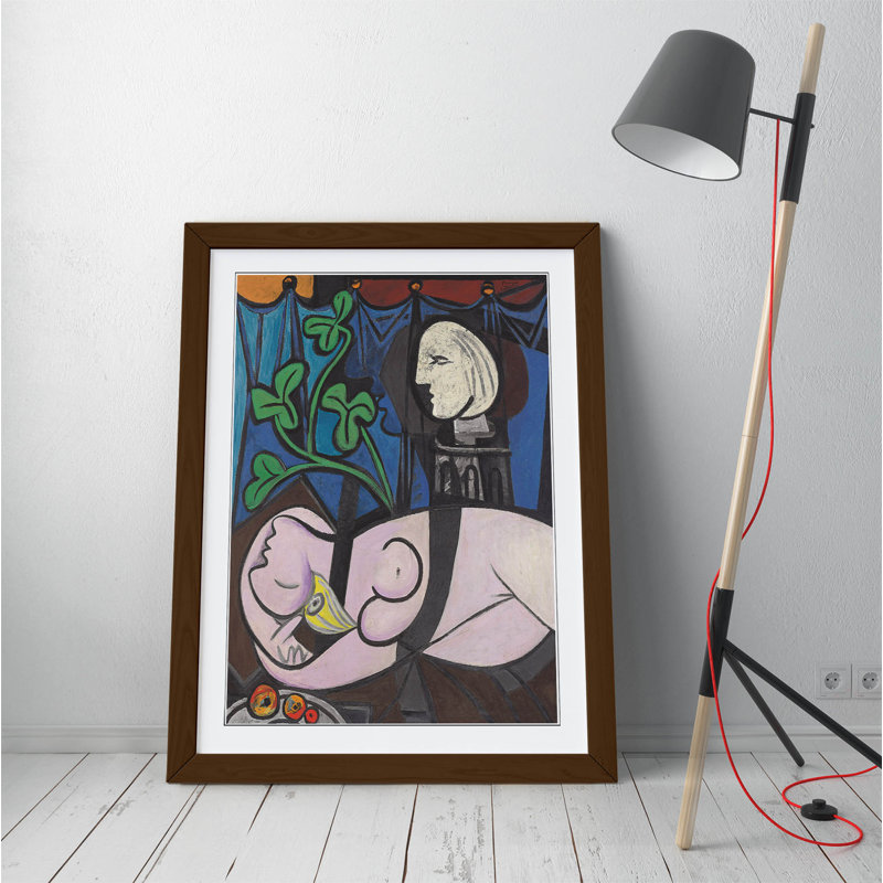 Nude Green Leaves And Bust by Pablo Picasso - Single Picture Frame Painting on Canvas, Brown Framed, 89cm H x 64cm W x 2cm D