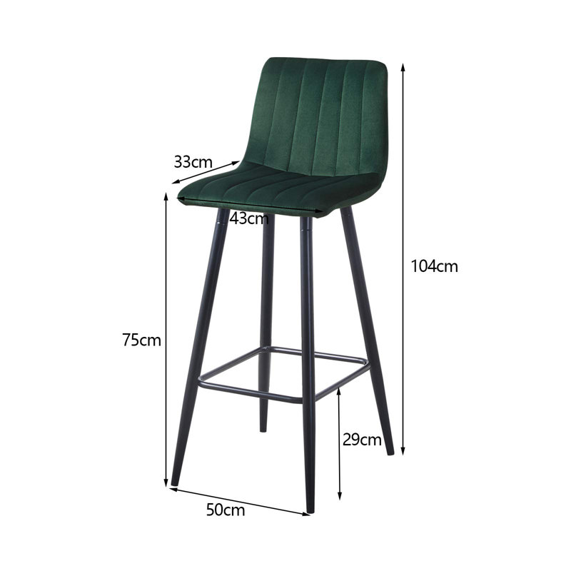 Achikam Upholstered Counter Stool with Metal Frame, Green