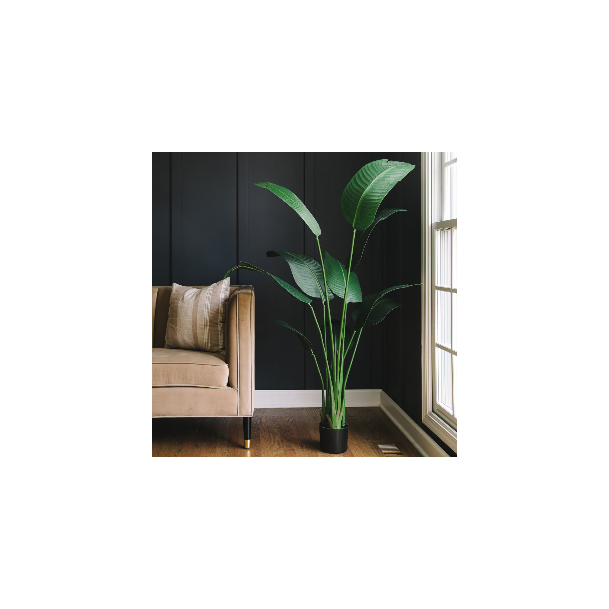 Faux Banana Leaf Plant in Pot, 2, 46.5" H x 25" W x 25" D