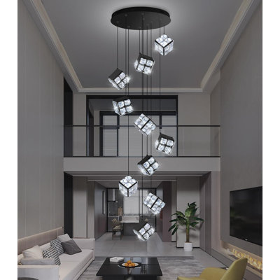 10-light Modern Dimmable Crystal Pendant Lights