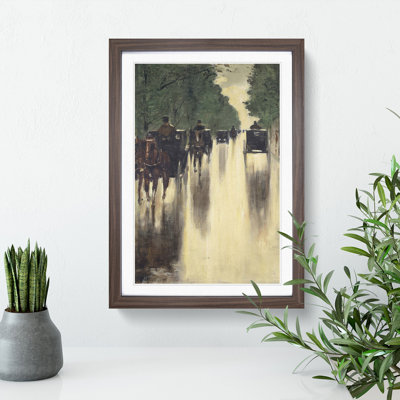 Horses and Carriages by Lesser Ury - Framed Print