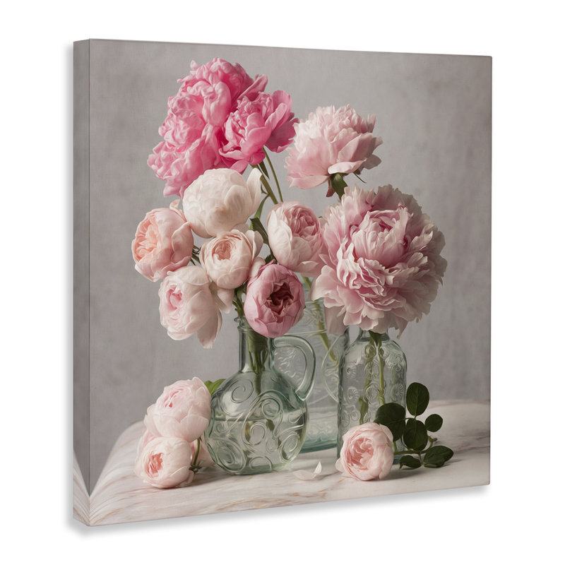 «Rose & Peony Duet» par Leah McLean, H 17 po x l 17 po