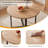 43.3‘’ Round Oak Dining Table, Space-Saving Solid Wood Kitchen Table-268243799