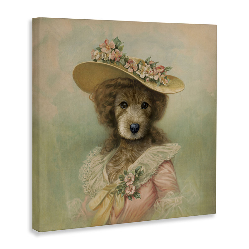 Chien rétro avec toile, par Brett Blumenthal, H 17 po x l 17 po