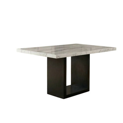Maurice Contemporary Style White & Black Marble Top Counter Height Dining Table Seats 6