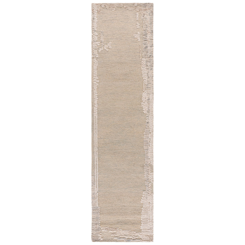Harvest 304 Hand Tufted Wool; Cotton Abstract Rug in Light Blue/Ivory, Runner 2'3" x 9'