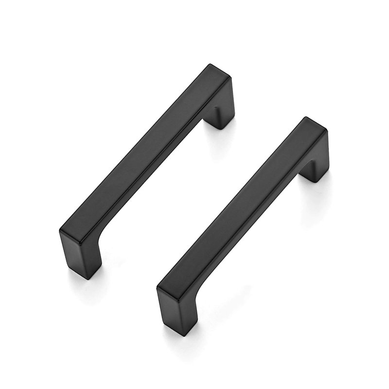 Poignées carrées pour armoires de cuisine, paquet de 10, poignées plates plates, 3 po, noir mat, 3", 10, Noir