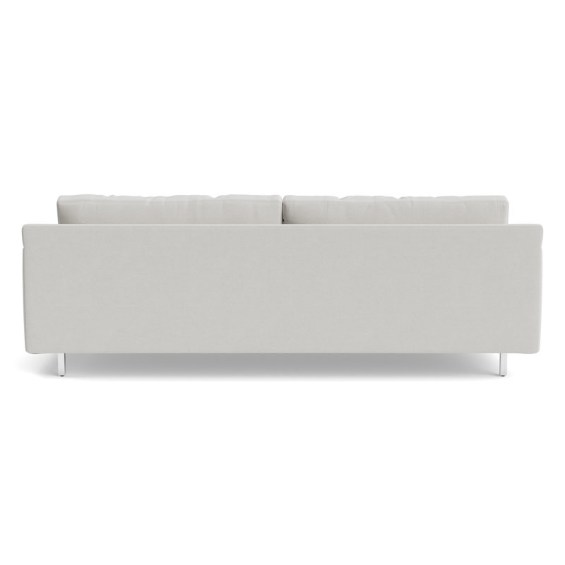 Hunter No Welt 100 Sofa with Metal Leg, Performance Velvet - Silver, Polished Stainless Steel