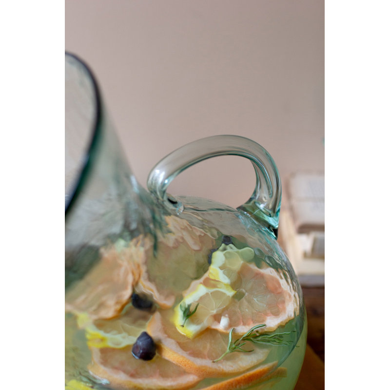  Pichet en verre soufflé à la main transparent H 12 po transparent, Grand
