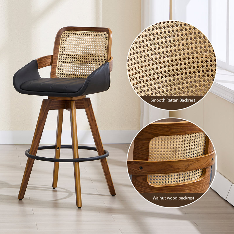 Tabouret de bar et de comptoir pivotant, Noir