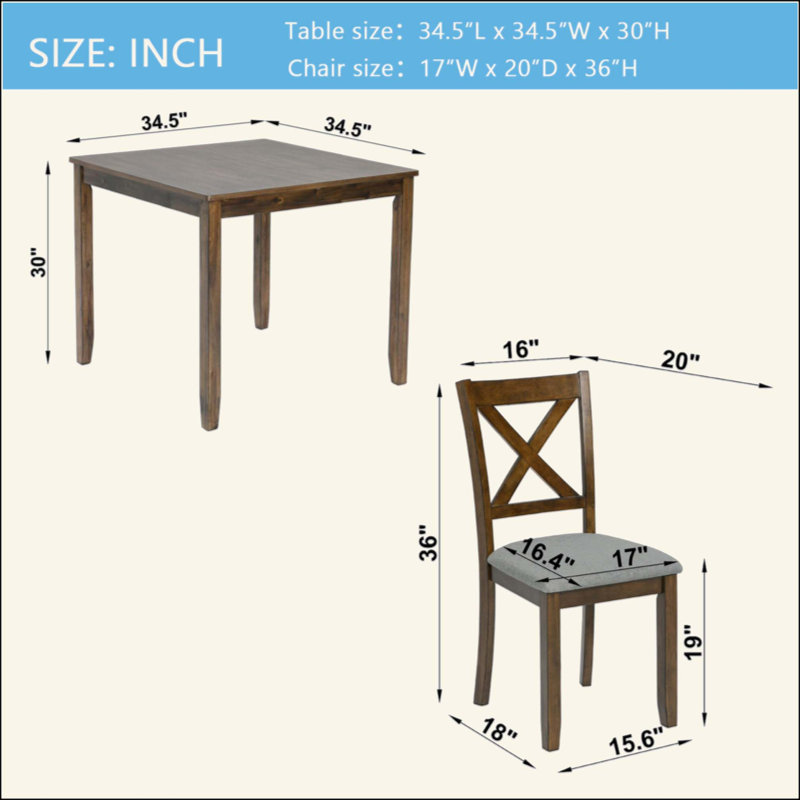 Ensemble de table de salle à manger 5 pièces Elegant Elegant