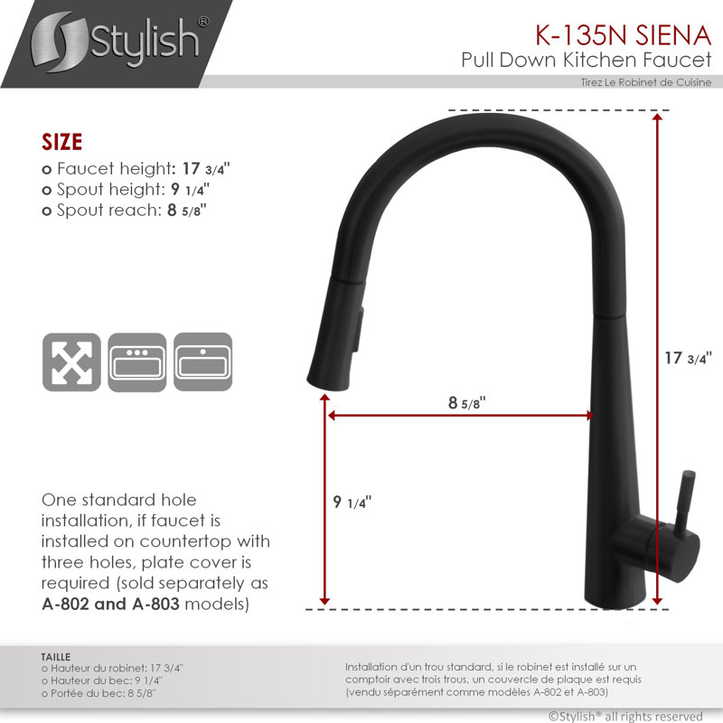 Matte Black Stainless Steel Pull-Down Kitchen Faucet with Spray