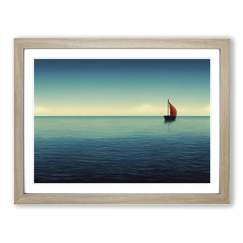 Solo Sailing Boat Vol.1 - Framed Print, 25cm H x 34cm W x 2cm D, Oak
