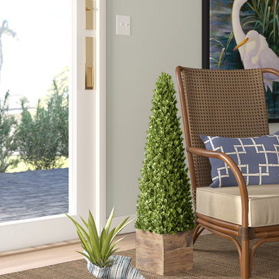 Armatha Faux Boxwood Topiary in Manufactured Wood Planter