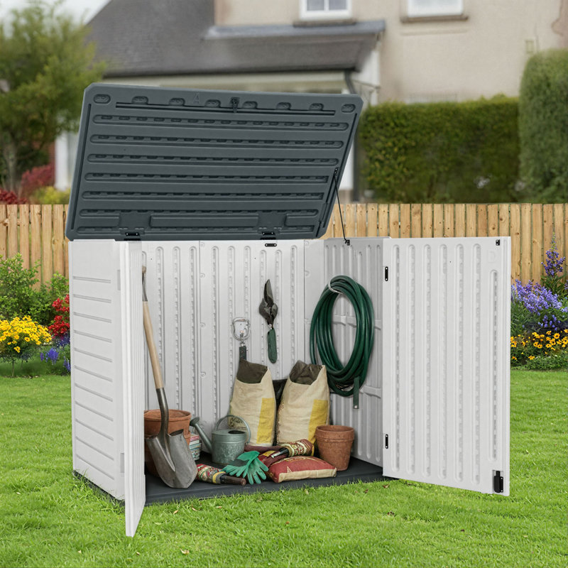 Boîte de rangement en résine l 4,25 pi x P 2,4 pi - 270 gallons, Blanc cassé / blanc