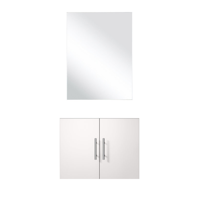 Meuble-lavabo blanc l 24 po x P 22 po avec miroir de 18 po - rangement spacieux, entièrement assemblé, installation facile avec miroir de 24 po x 22 po