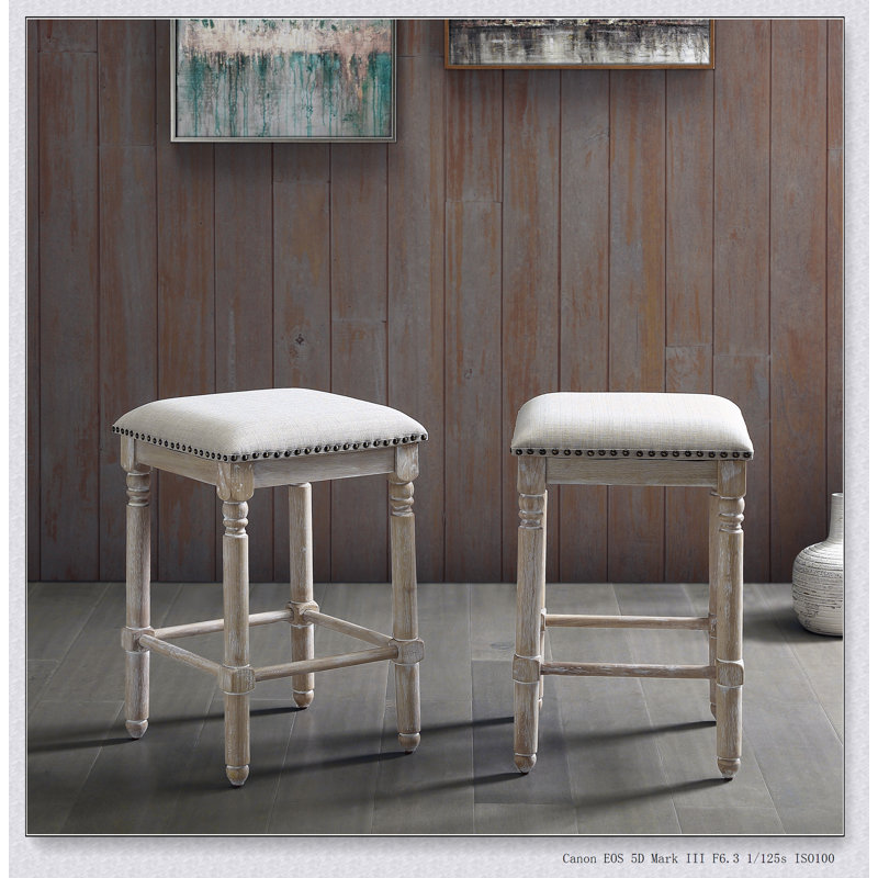 Tabouret en bois Arnhem, ensemble de 2, Tanné, Tabouret de comptoir (siège d'une hauteur de 24,2