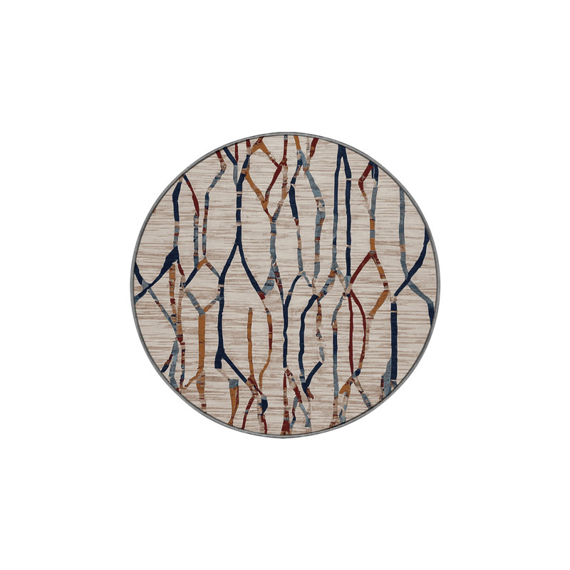Machine Washable Gray Area Rug, Round 5'