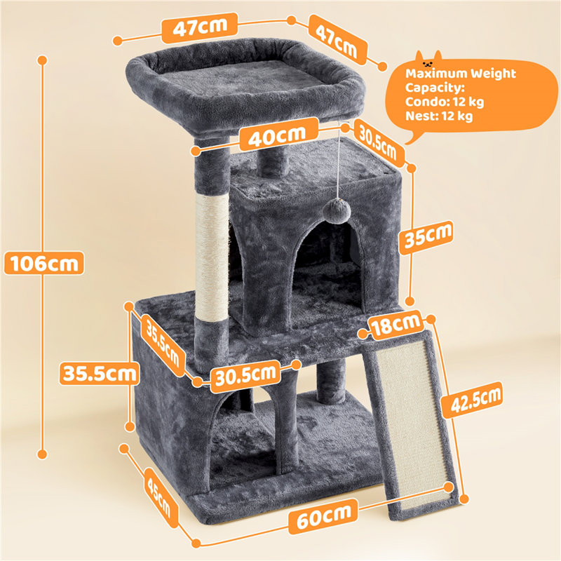Arion 106cm H Cat Tree, Dark Grey