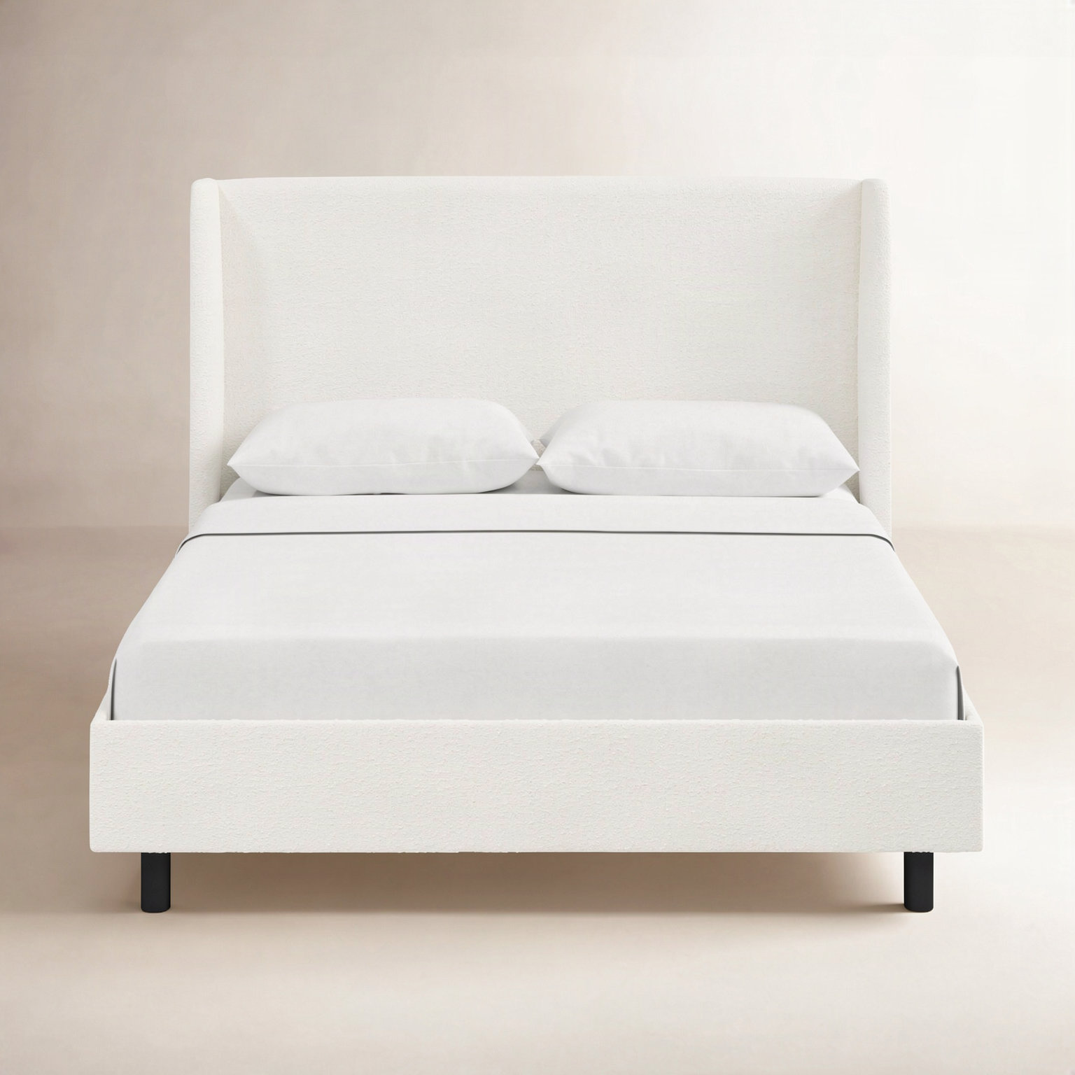 Tilly Linen Upholstered Wingback Bed, California King, Classic Snow Boucle