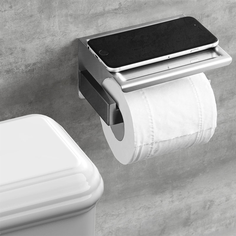 Beetner Wall Mounted Toilet Paper Holder, Brushed Steel