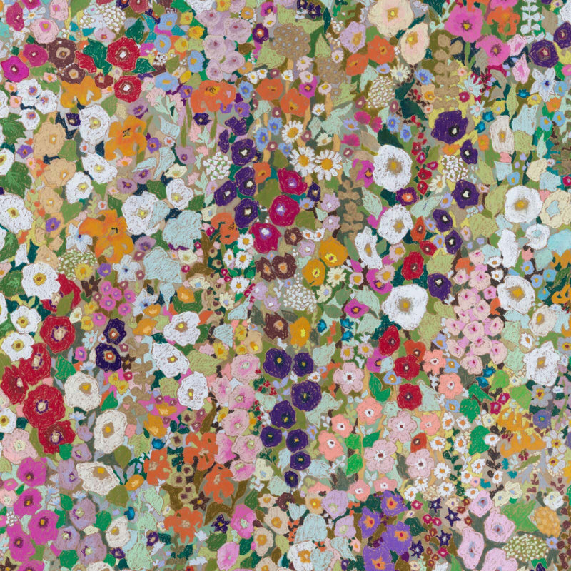 Hollyhocks 9.84" L x 70.8" W Wallpaper Roll, Spring