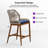 24'' Patio Hexagon Backrest Aluminum Sunbrella Upholstered Bar & Counter Stool with H-Shape Footrest-501994338