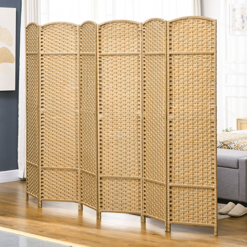 Paravent HOMcom, paravent pliant 6 panneaux, cloison autoportante de 5,6 pi de hauteur pour bureau à domicile, chambre à coucher, bois naturel