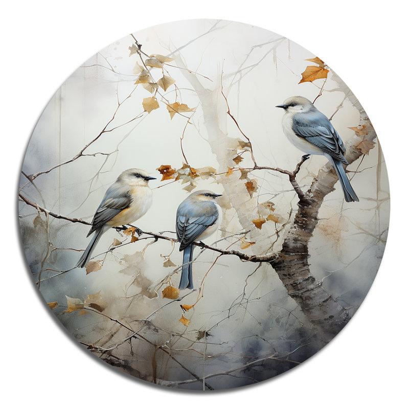 Oiseau Silent Watcher II - animaux, art en métal rond, H 16 po x l 16 po x P 1 po