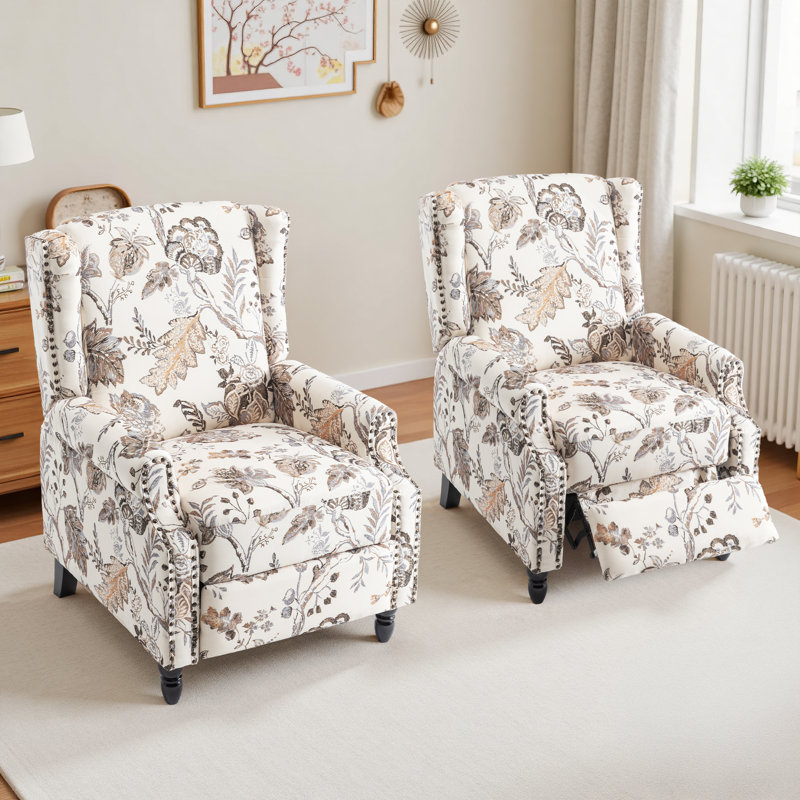 Manual Standard Push Back Recliner, Beige Plants