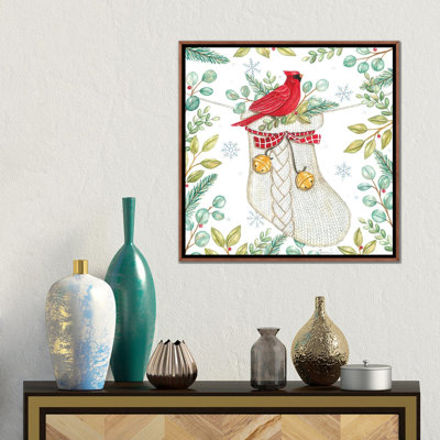 «Jingle Bell Cardinal», reproduction d'art sur toile encadrée